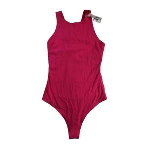 NWT Aerie Sz XS Smoothiez Seamless Thong Bodysuit Hot Pink Ultra Soft Summer
